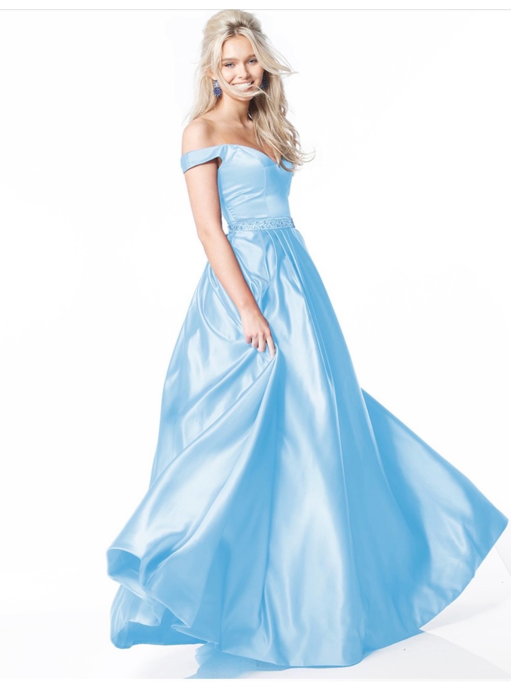 Sherri Hill NWT 51124 Light Blue Ball Gown w/Beaded Belt Gala Prom Sz 8